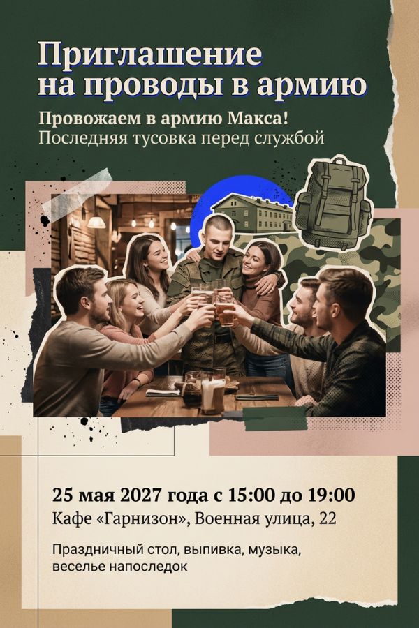 Приглашение Проводы в армию