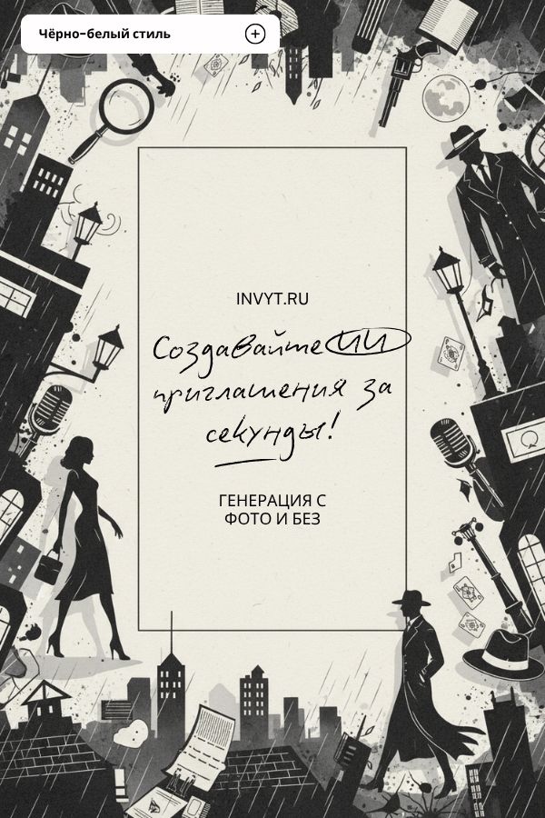 Пример чёрно-белого приглашения