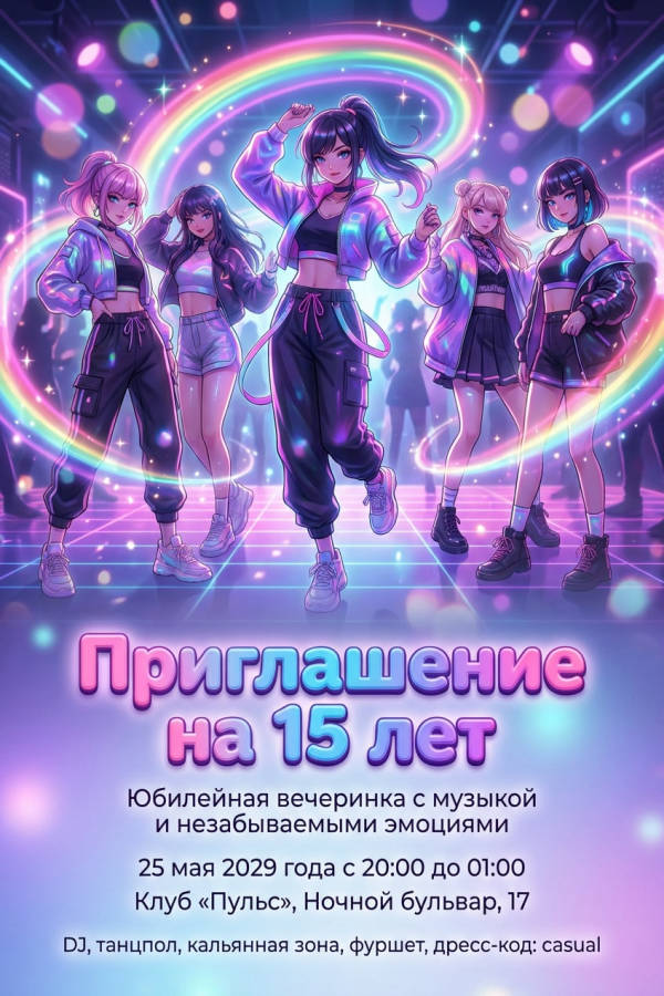 Приглашение Мальчику 15 лет