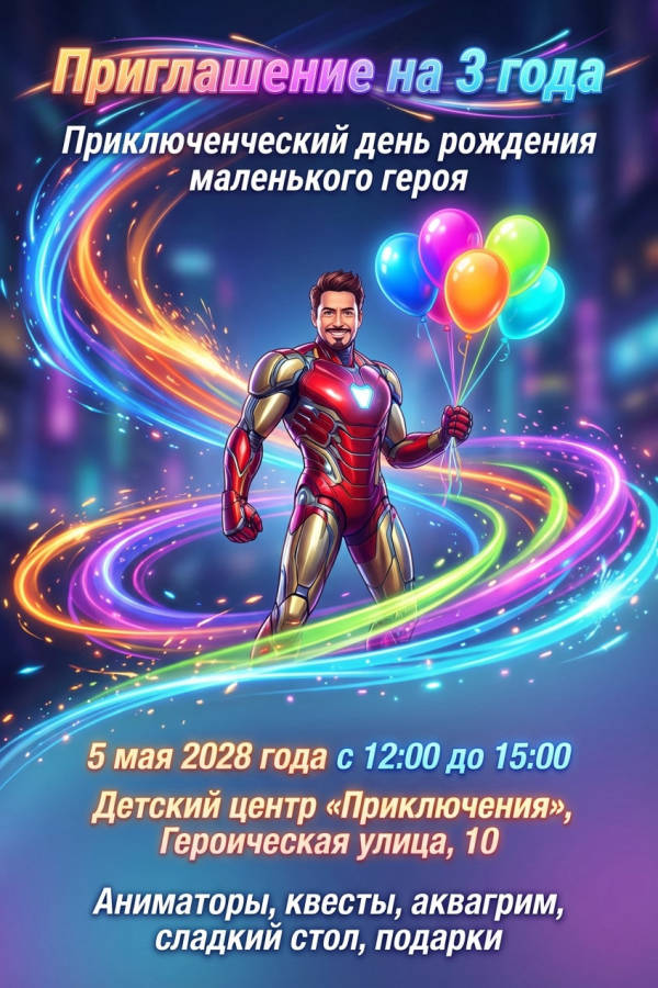 Приглашение Мальчику 4 года