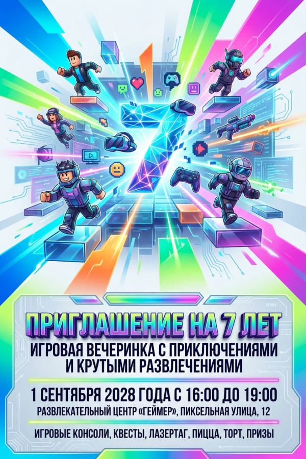Пример приглашения на день рождения мальчику 7 лет