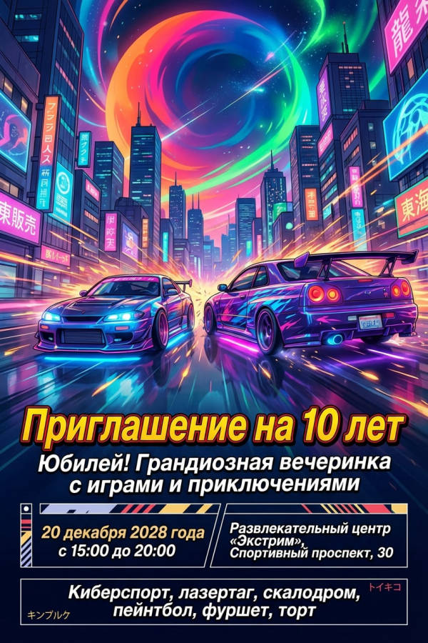 Приглашение Мальчику 10 лет