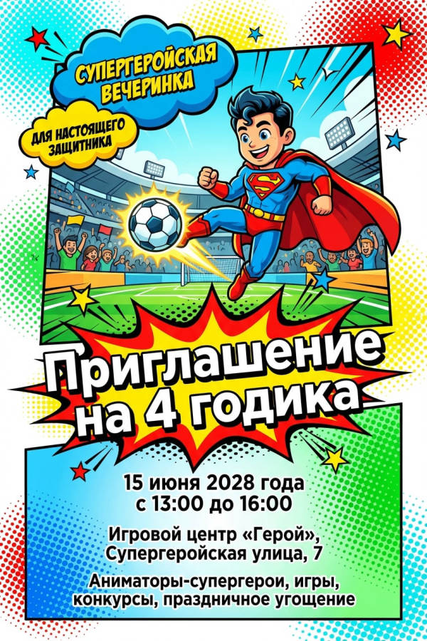 Приглашение Мальчику 3 года