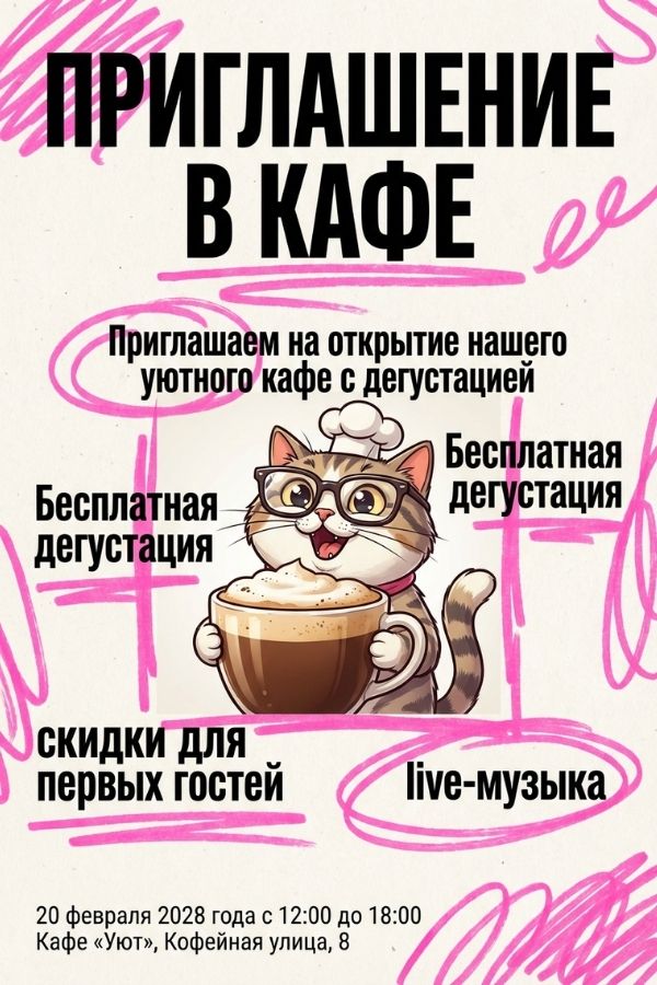 Пример приглашения в кафе