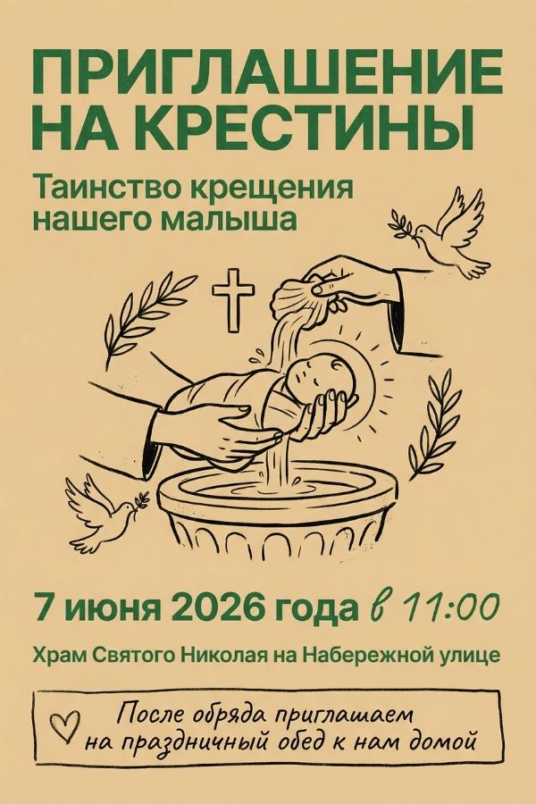 Пример приглашения на крестины