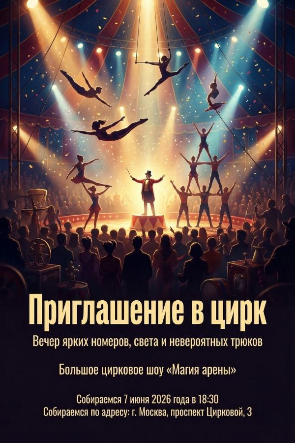 Пример приглашения в цирк