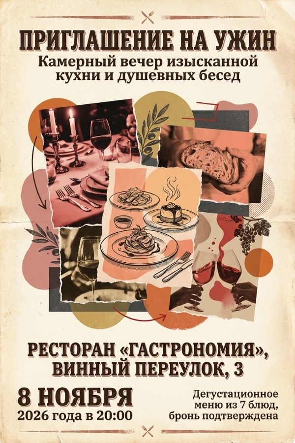 Пример приглашения на ужин