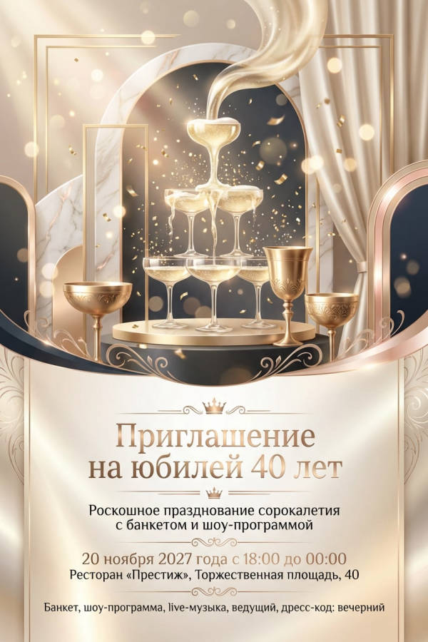 Приглашение Юбилей 40 лет