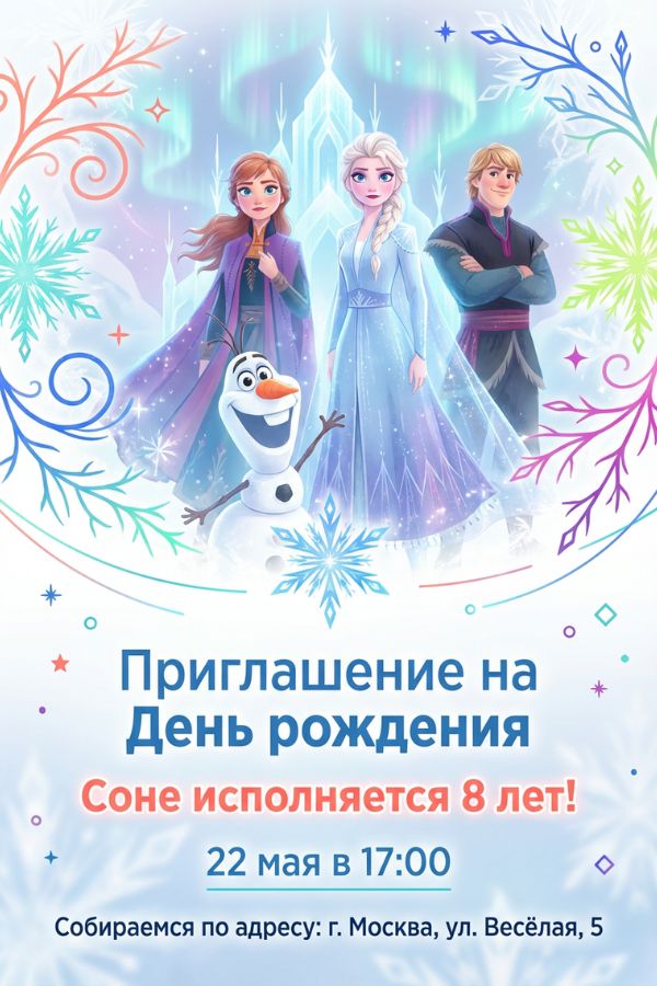 Приглашение Холодное сердце