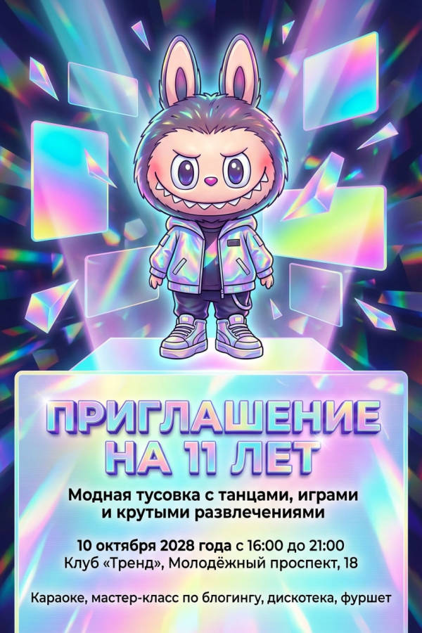 Приглашение Девочке 11 лет