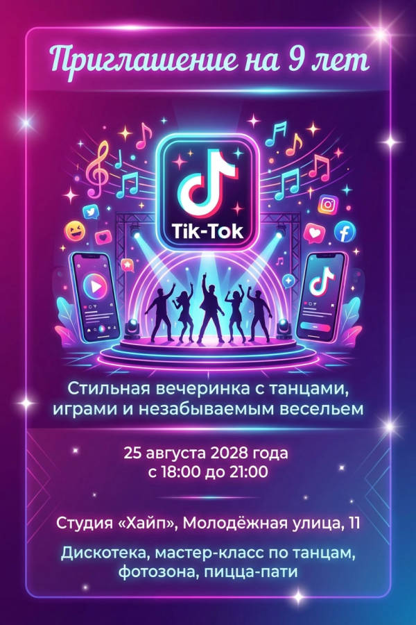 Приглашение Девочке 9 лет