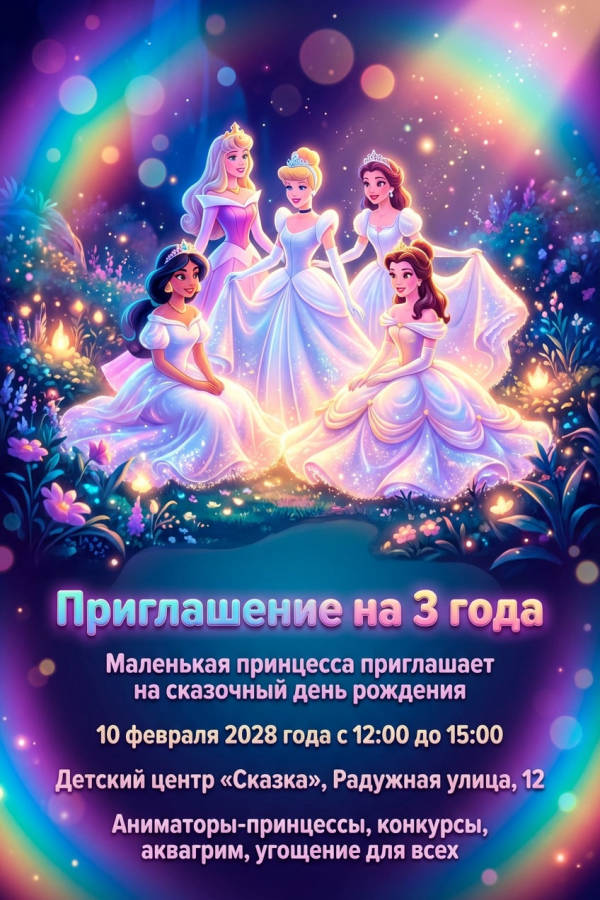 Приглашение Девочке 3 года