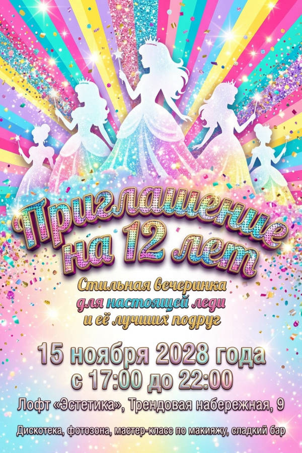 Приглашение Девочке 12 лет