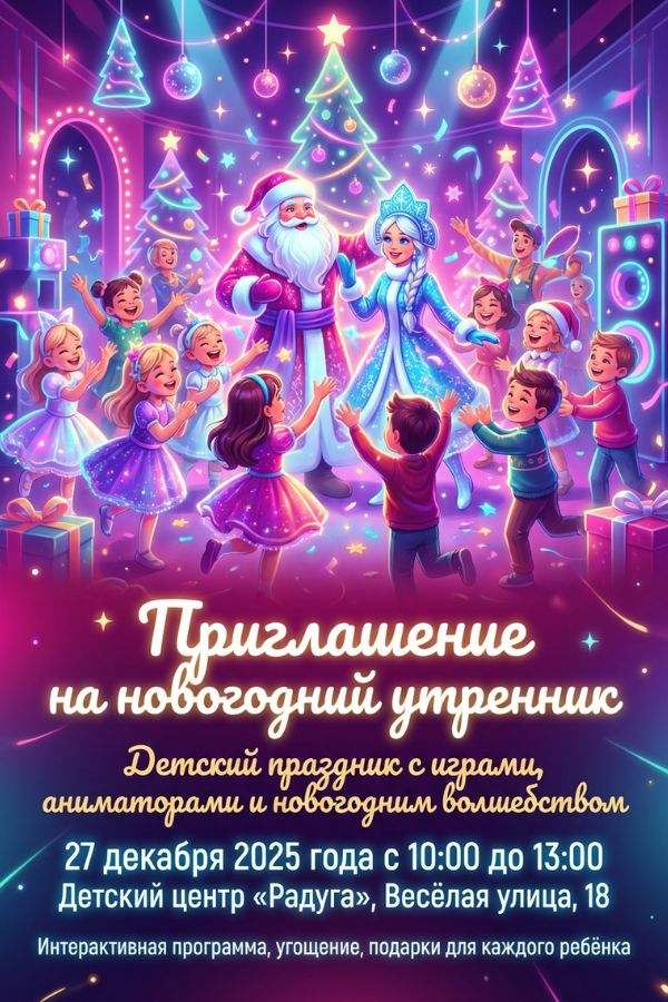 Приглашение Новогодний утренник