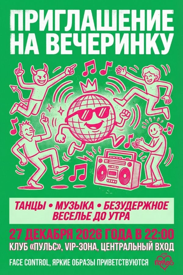 Пример приглашения на вечеринку