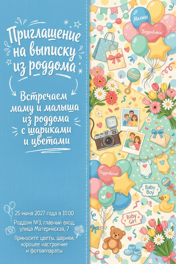 Приглашение Выписка из роддома
