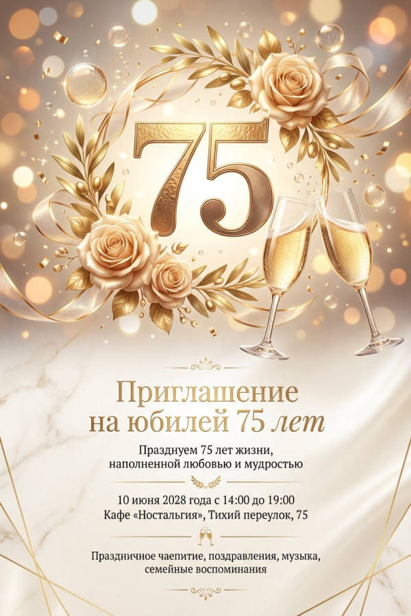 Приглашение Юбилей 75 лет
