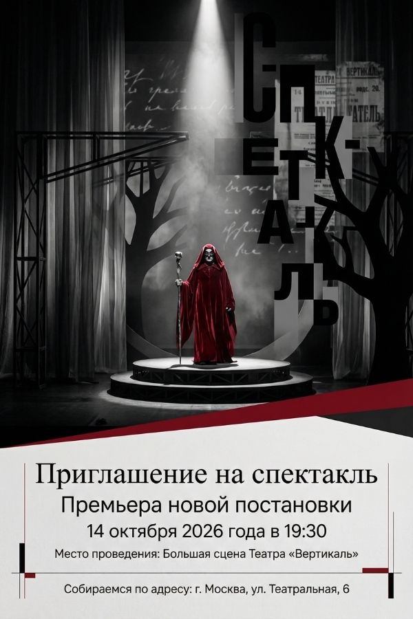 Пример приглашения на спектакль