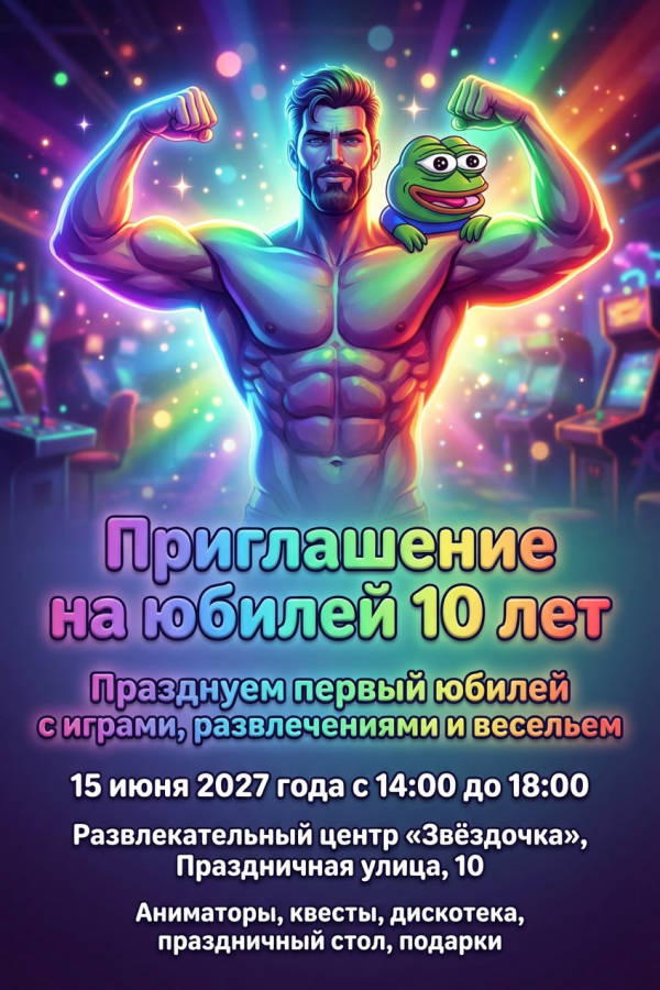 Пример приглашения на юбилей 10 лет