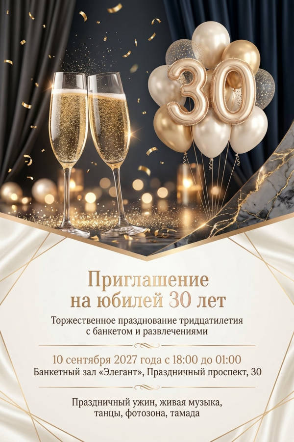 Приглашение Юбилей 30 лет