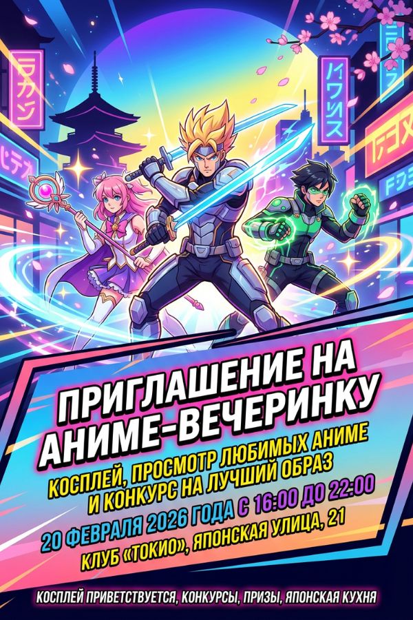 Приглашение в стиле аниме