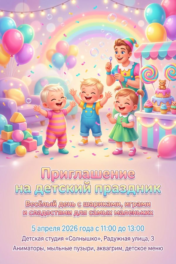 Приглашение для малышей