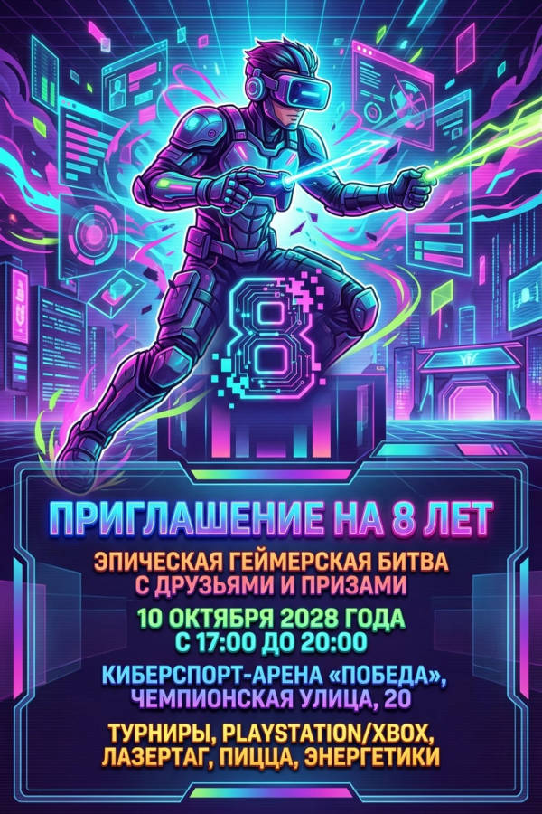 Приглашение мальчику на 8 лет