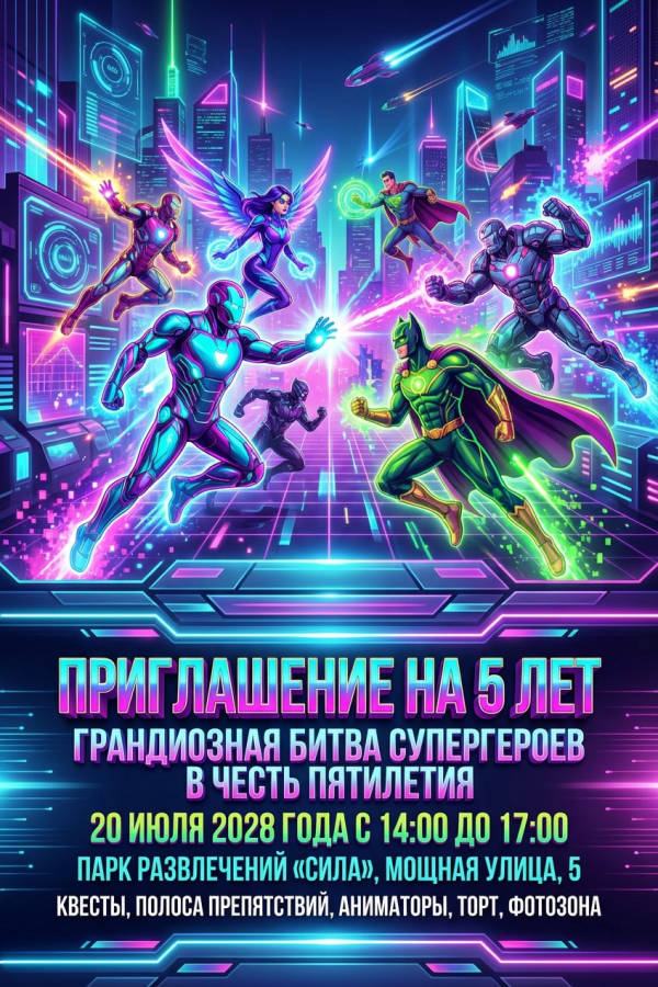 Приглашение мальчику на 5 лет