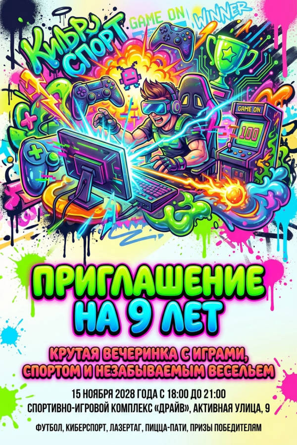 Приглашение мальчику на 9 лет