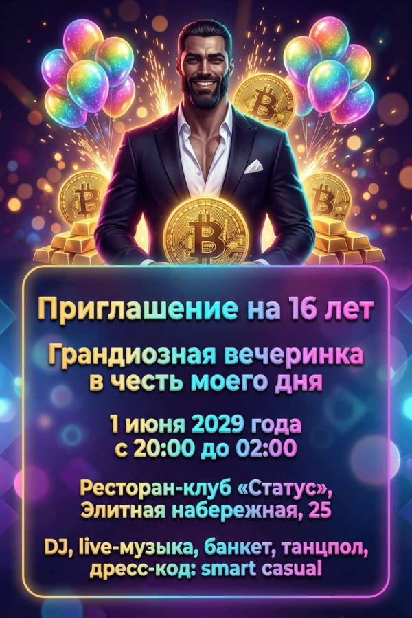 Приглашение мальчику на 16 лет