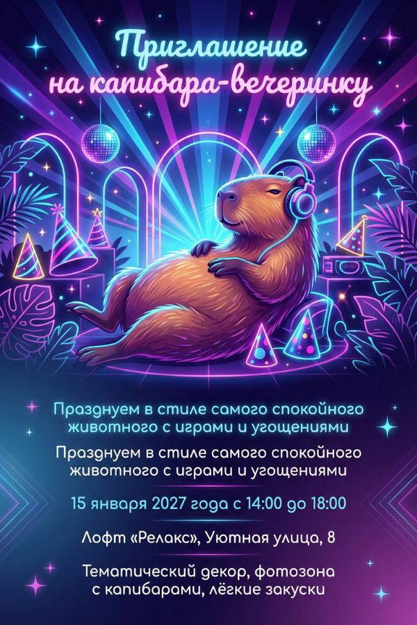 Приглашение с капибарой