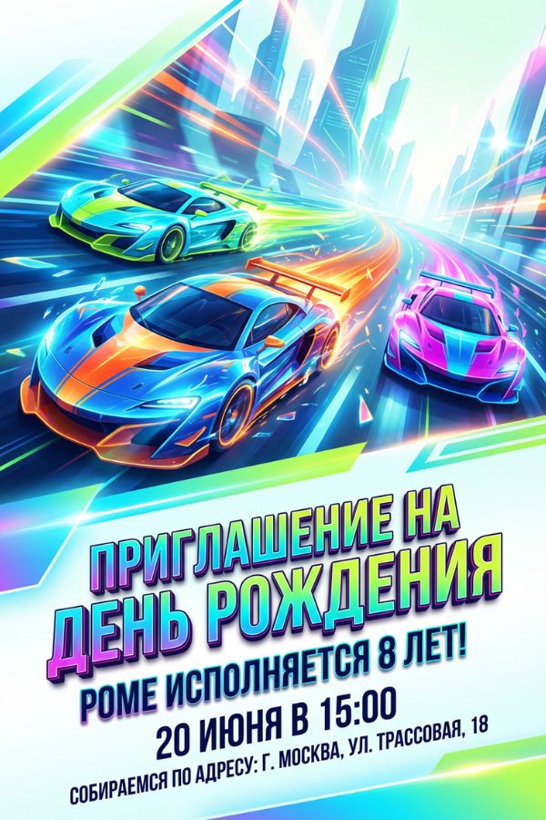 Приглашение с машинами