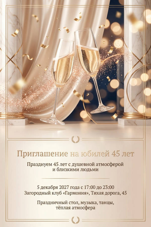 Приглашение на юбилей 45 лет