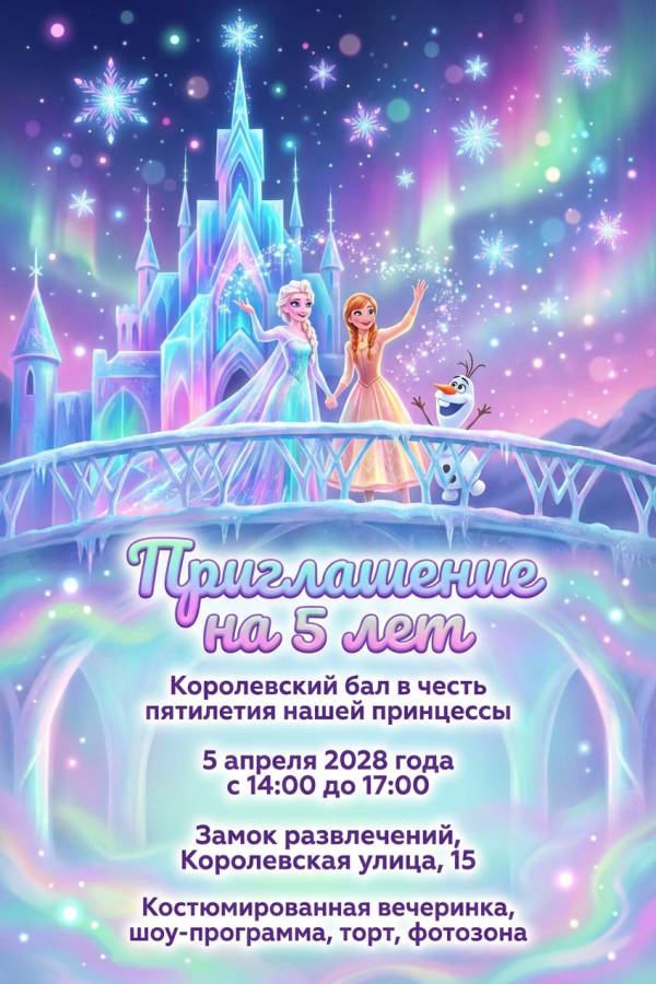 Приглашение девочке на 5 лет