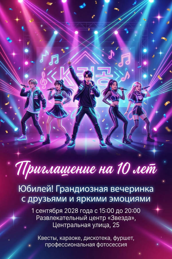 Приглашение девочке на 10 лет