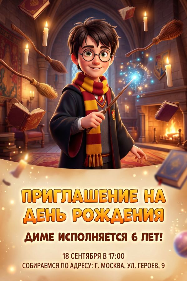 Приглашение в стиле Гарри Поттера