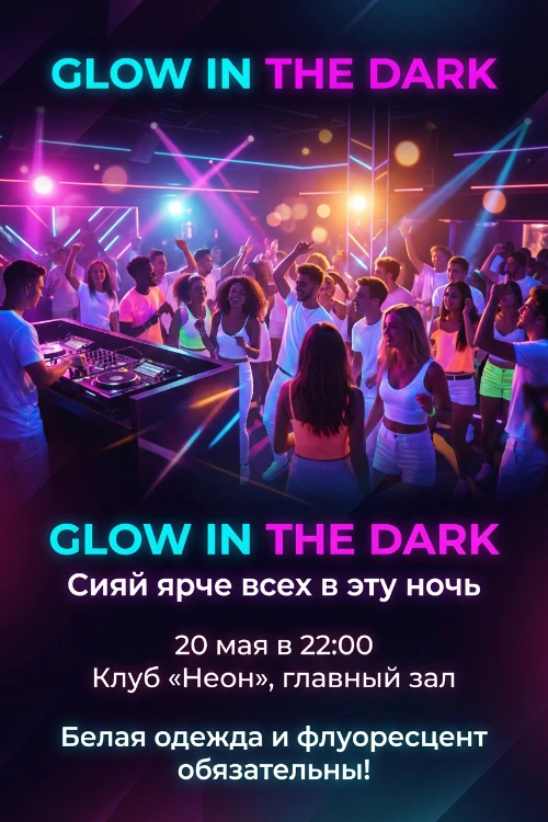 Приглашение на неоновую вечеринку