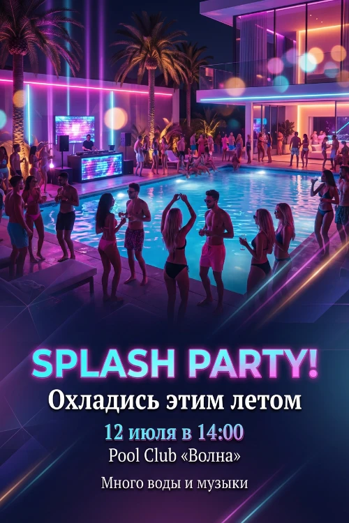 Приглашение на вечеринку у бассейна