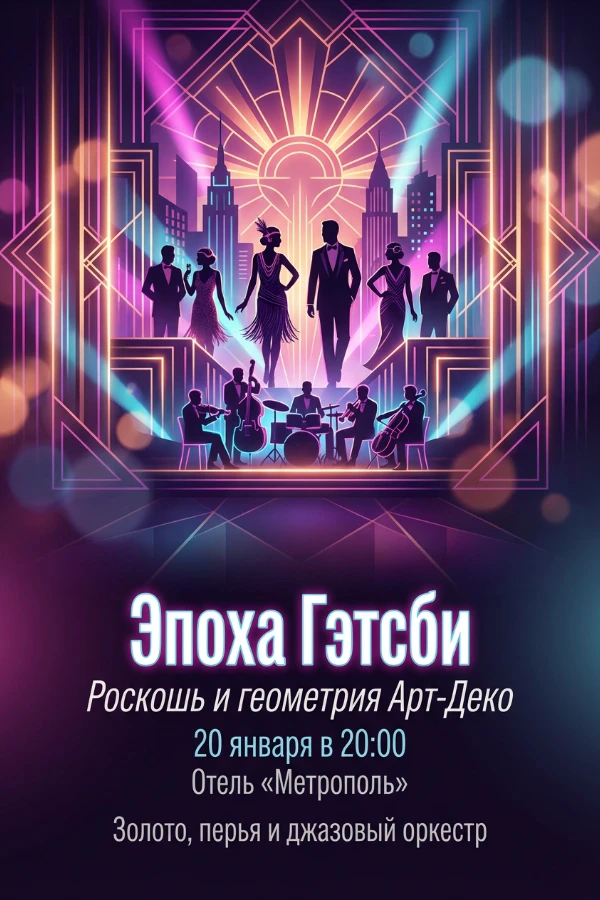 Приглашение в стиле арт-деко