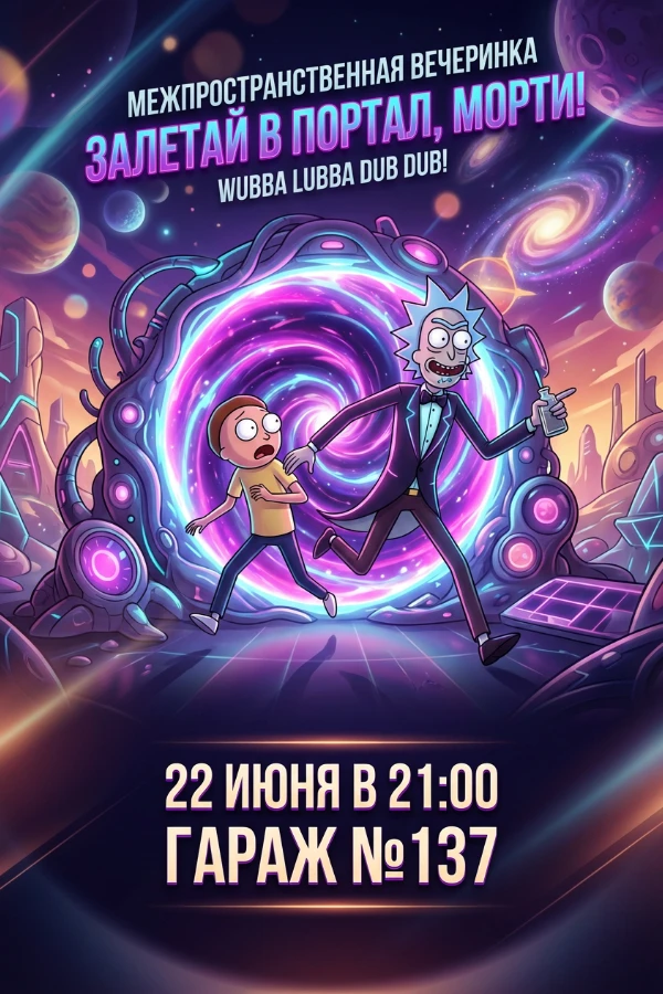 Приглашение в стиле Рик и Морти