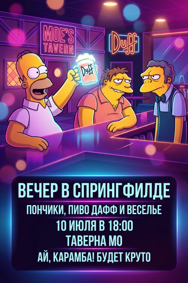 Приглашение в стиле Симпсоны