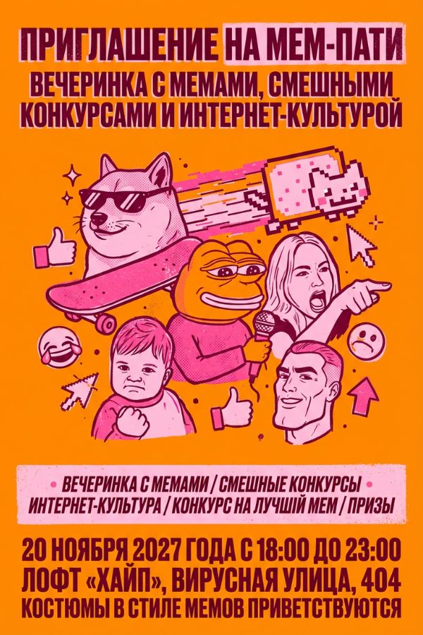 Приглашение с мемами