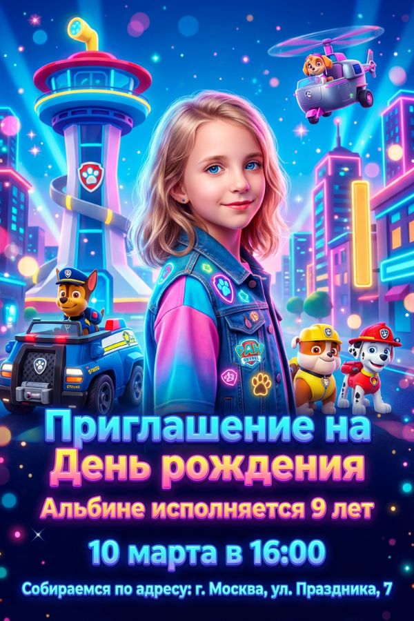 Приглашение со «Щенячьим патрулем»