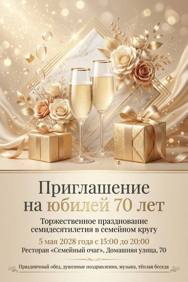 Приглашение на юбилей 70 лет