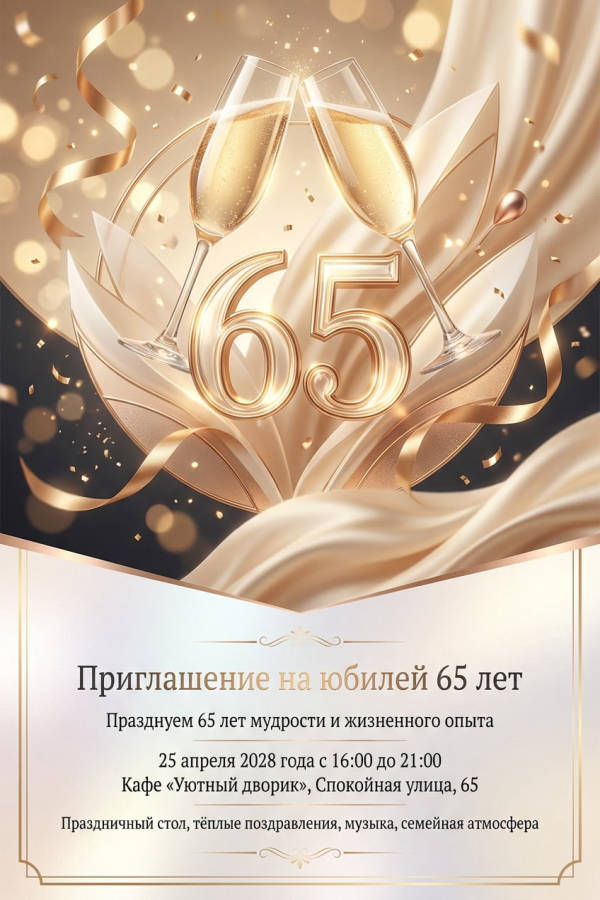 Приглашение на юбилей 65 лет