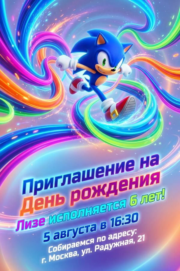 Приглашение с Соником