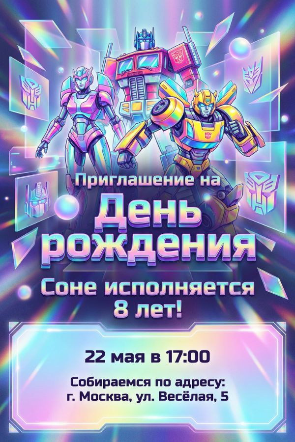 Приглашение с трансформерами