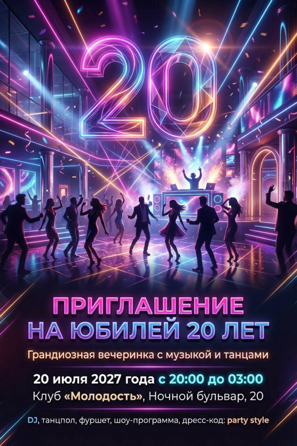 Приглашение на юбилей 20 лет