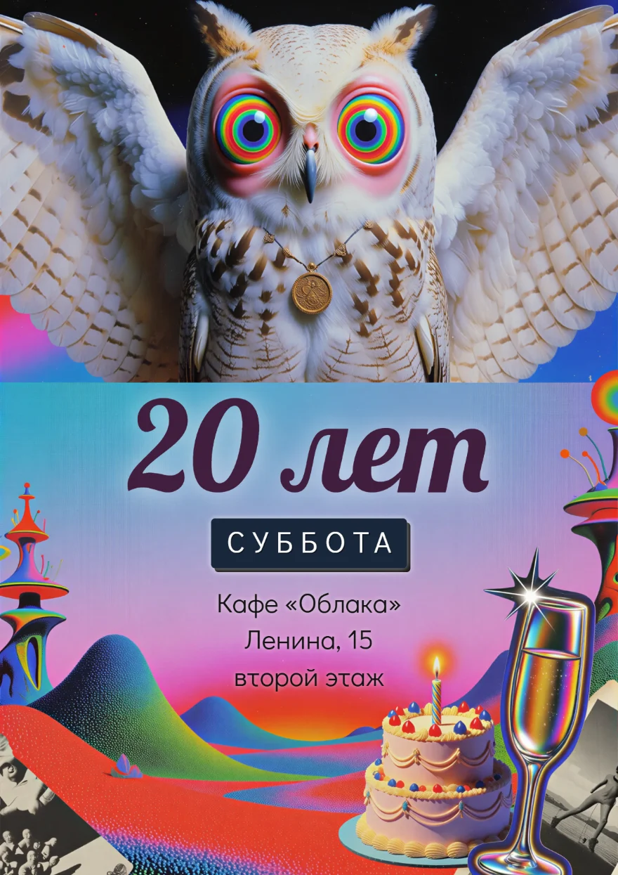 Сова с радужными глазами