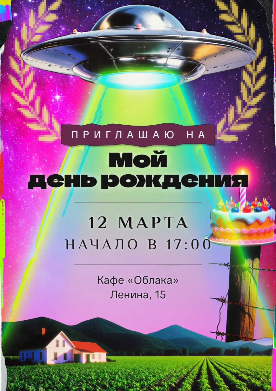 НЛО с праздничным тортом